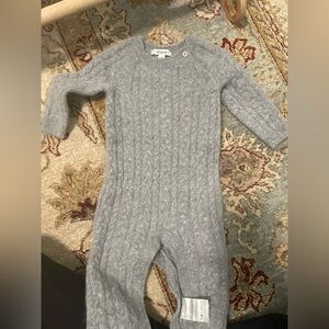 100% Cashmere Quince Soft Gray Cable Knit Kids Footie